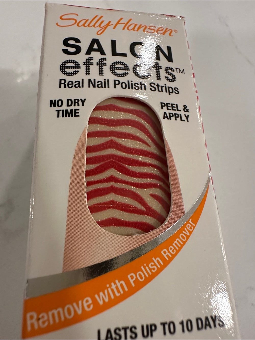 NWT Vintage Sally Hansen Salon Effects Real Nail Polish Strips - Red Zebra Print